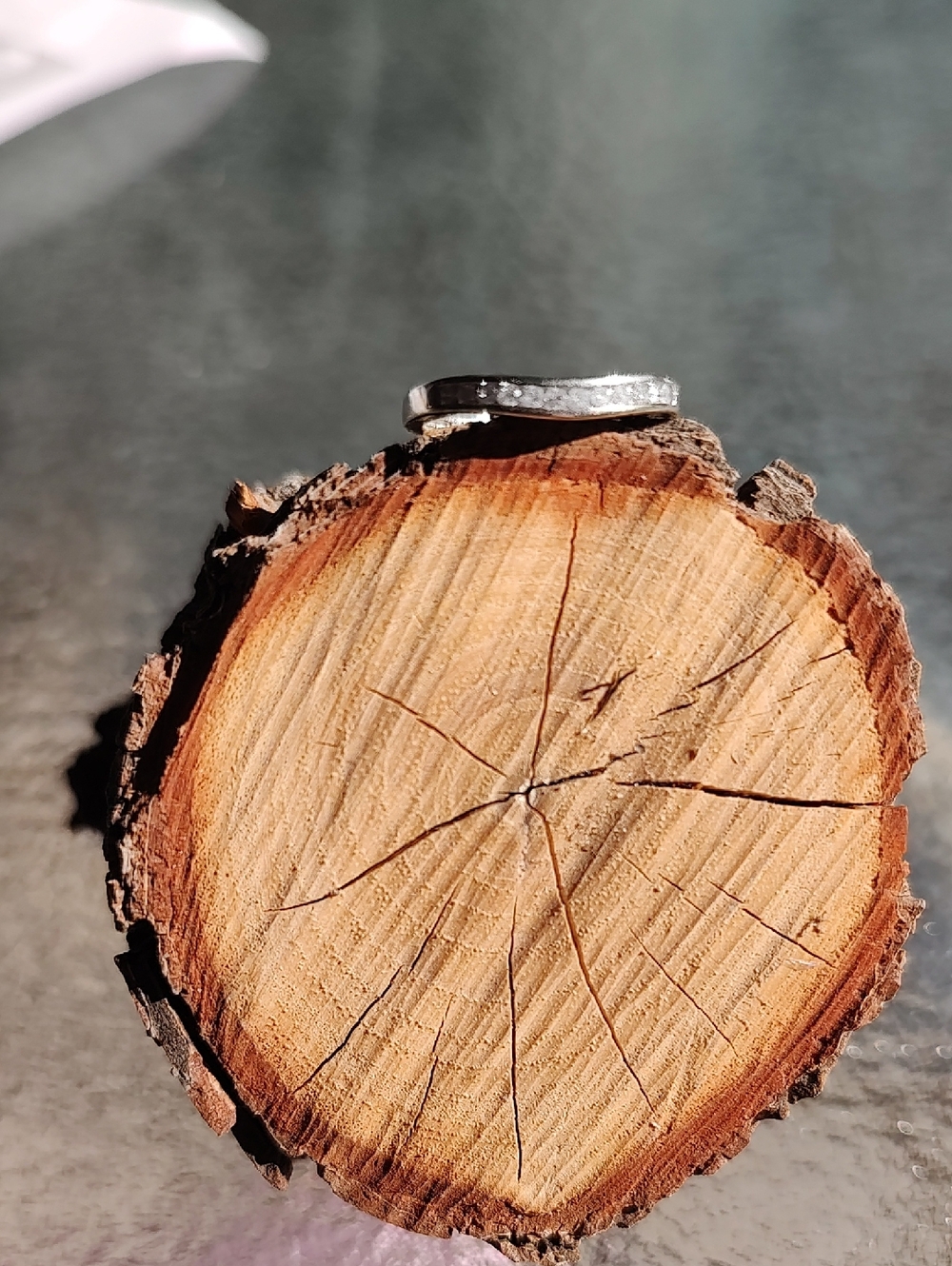 14k Gold Band Ring with Diamonds